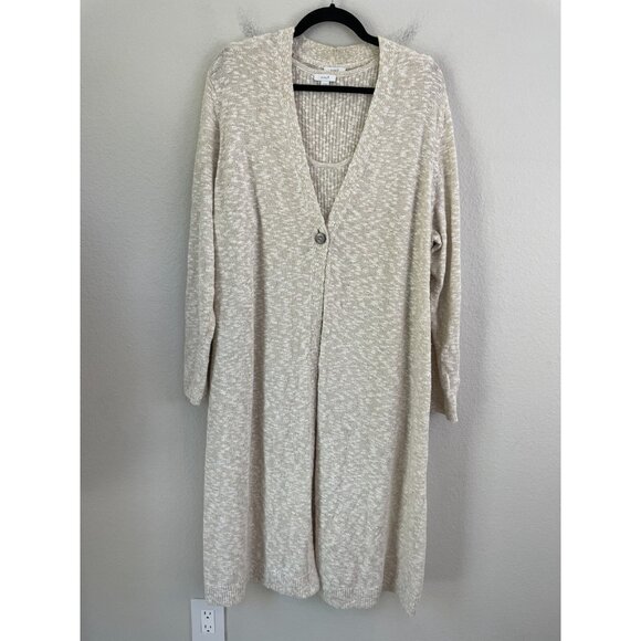 J Jill Womens Plus 2X Beige Cardigan Sweater Set Mid Length 2 Piece Knit Top - Picture 4 of 10